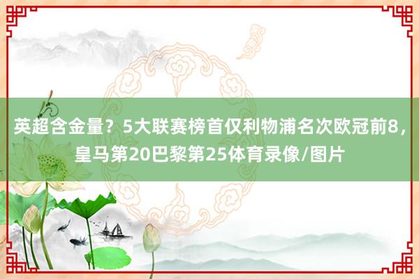英超含金量？5大联赛榜首仅利物浦名次欧冠前8，皇马第20巴黎第25体育录像/图片
