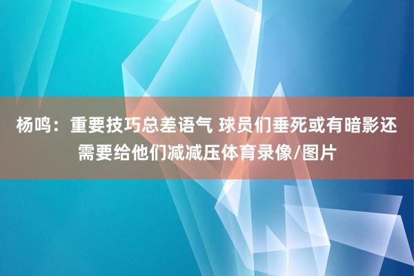 杨鸣:重要技巧总差语气 球员们垂死或有暗影还需要给他们减减压体育录像/图片